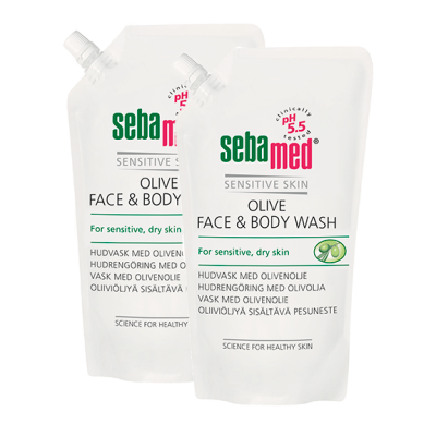 Sebamed Face & Body tai Olive täyttöpussi 1000 ml 16,90 €